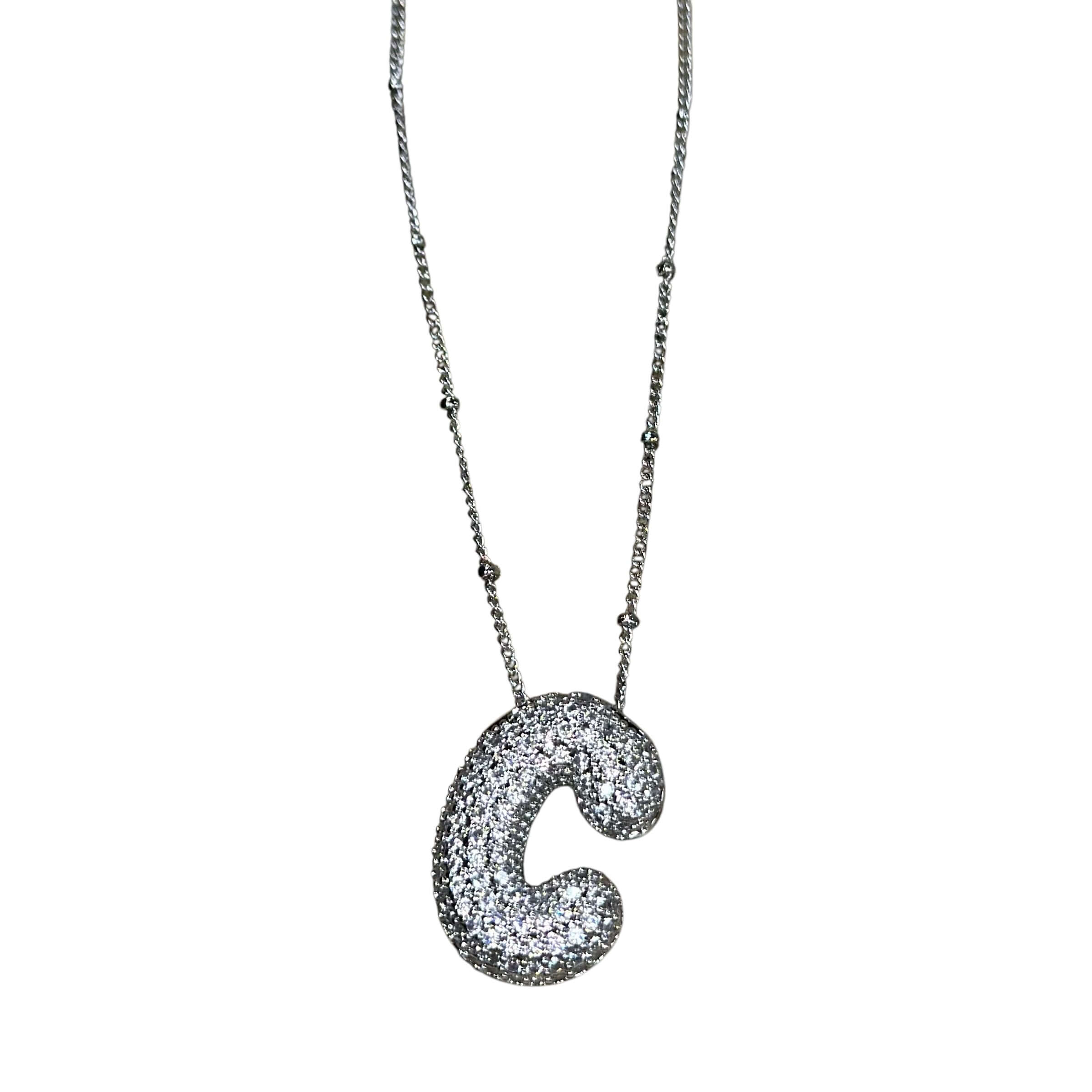 Silver Jeweled Bubble Initial Necklace – Alicia DiMichele Boutique