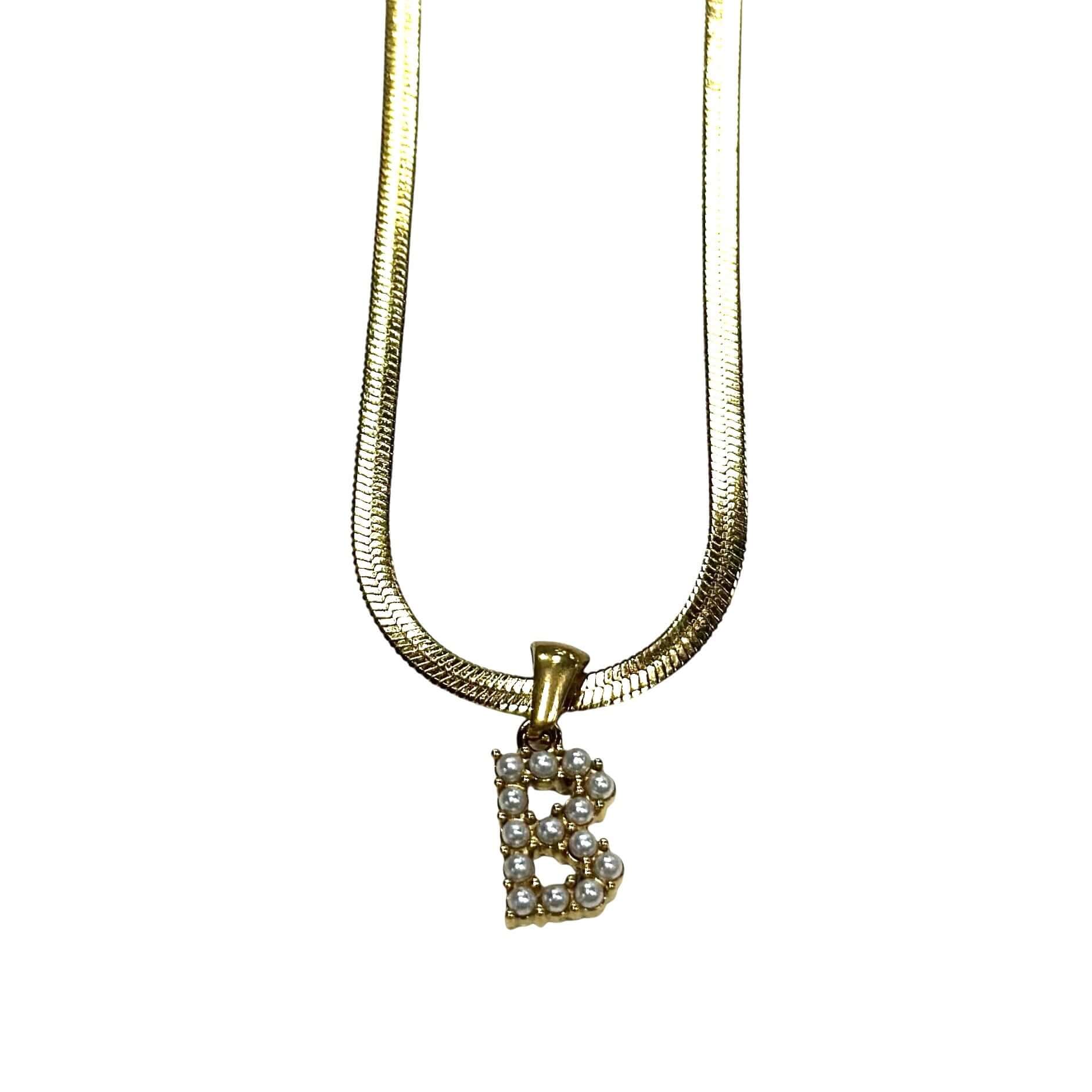 Pearl Letter Herringbone Necklace – Alicia DiMichele Boutique