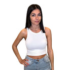 Chevron High Neck Crop Top - White – Alicia DiMichele Boutique