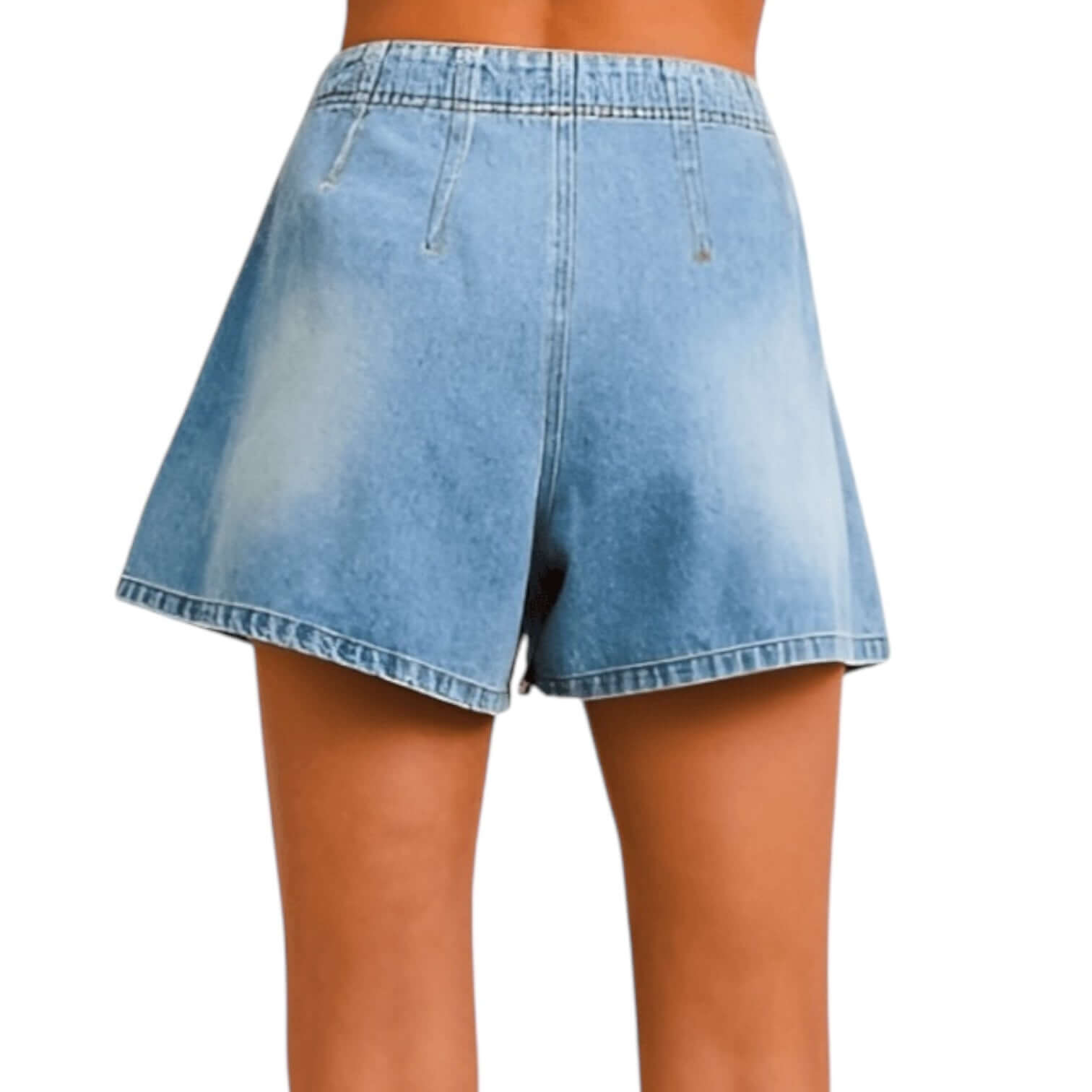 Pleated Detail Denim Shorts - Classic Blue – Alicia DiMichele Boutique