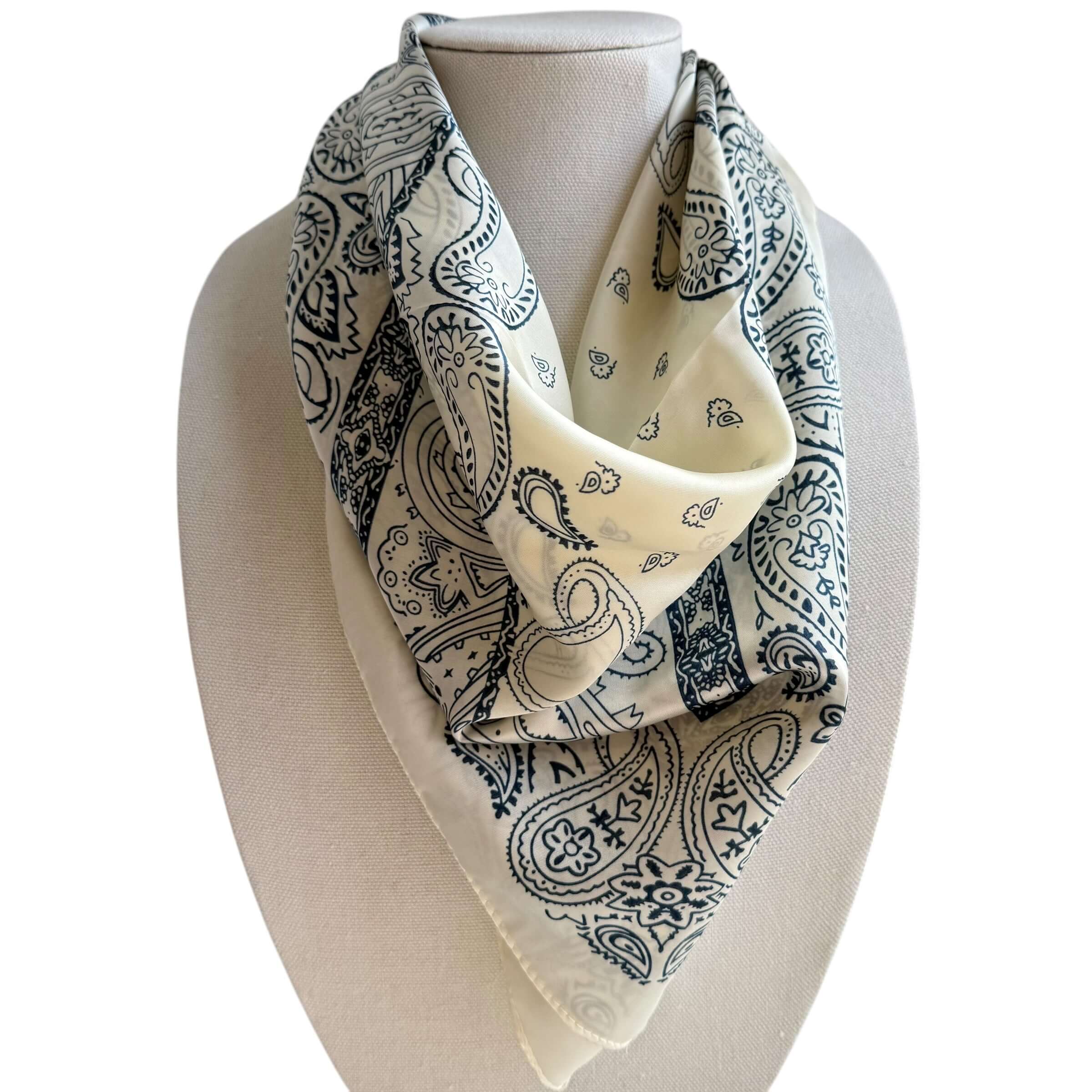 Classic Paisley Bandana Scarf – White – Alicia DiMichele Boutique