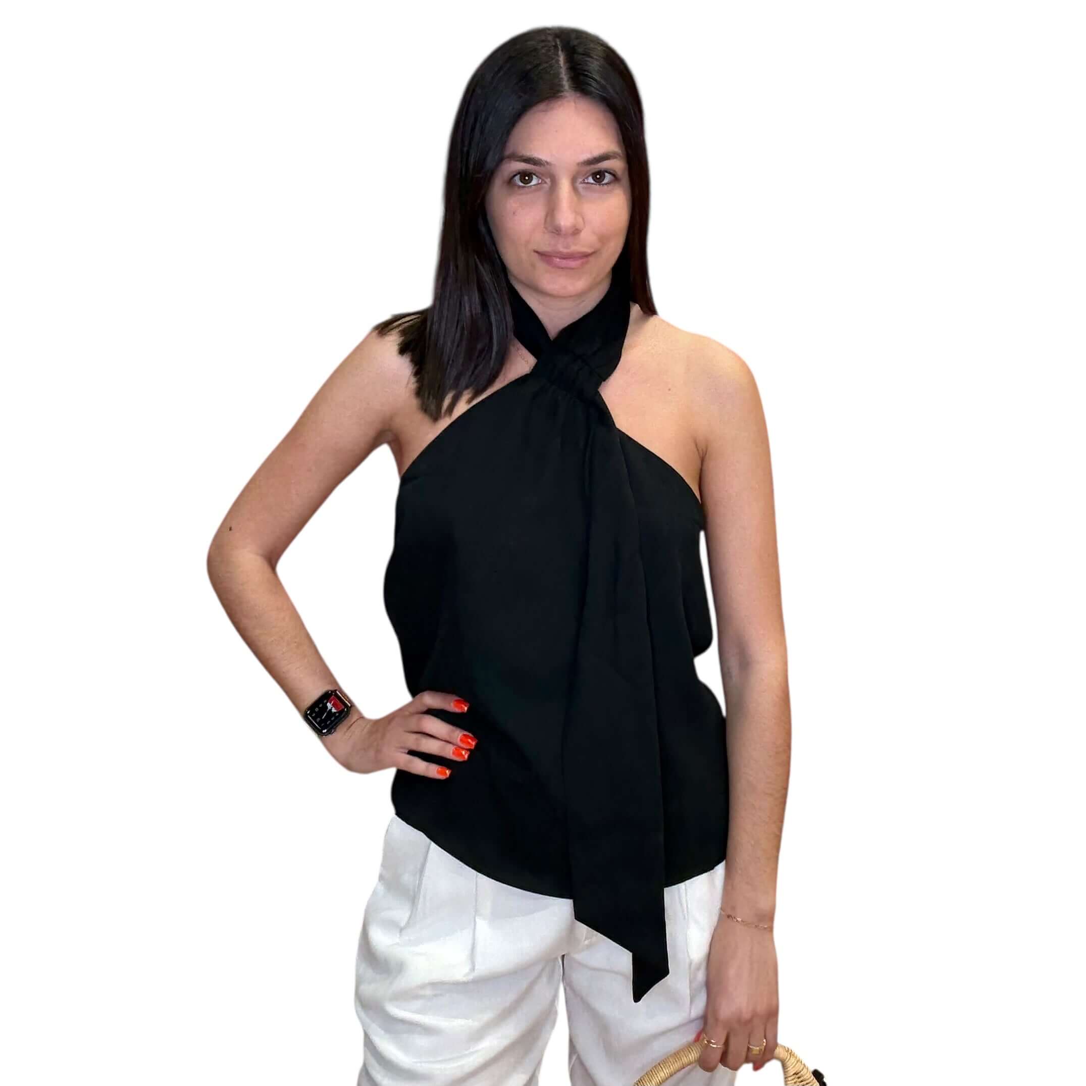 Twist Noir Halter Top – Alicia DiMichele Boutique