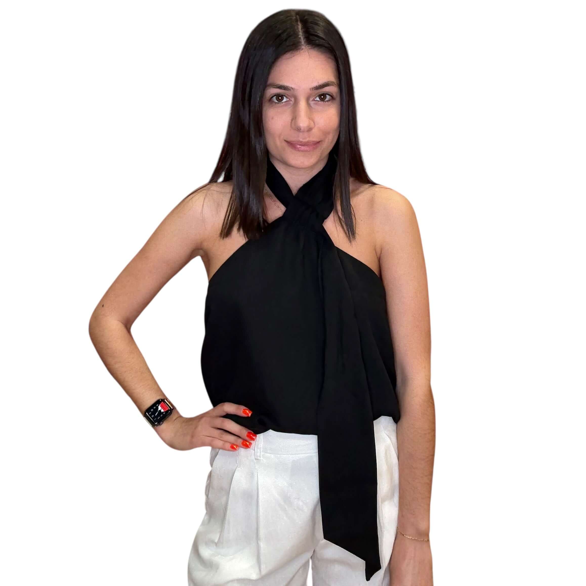 Twist Noir Halter Top – Alicia DiMichele Boutique