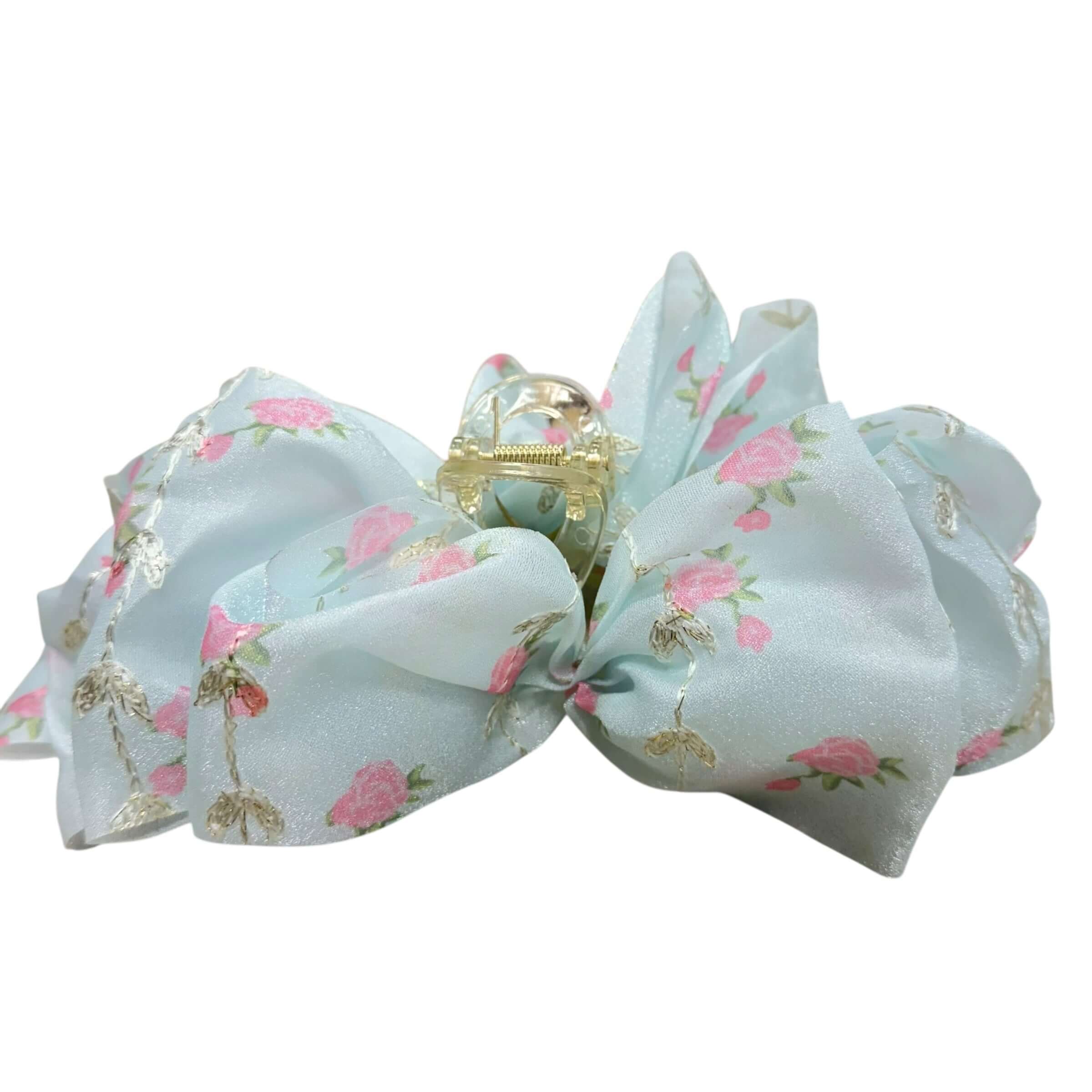 Large Floral Sheer Bow Hair Clip - Blue – Alicia DiMichele Boutique