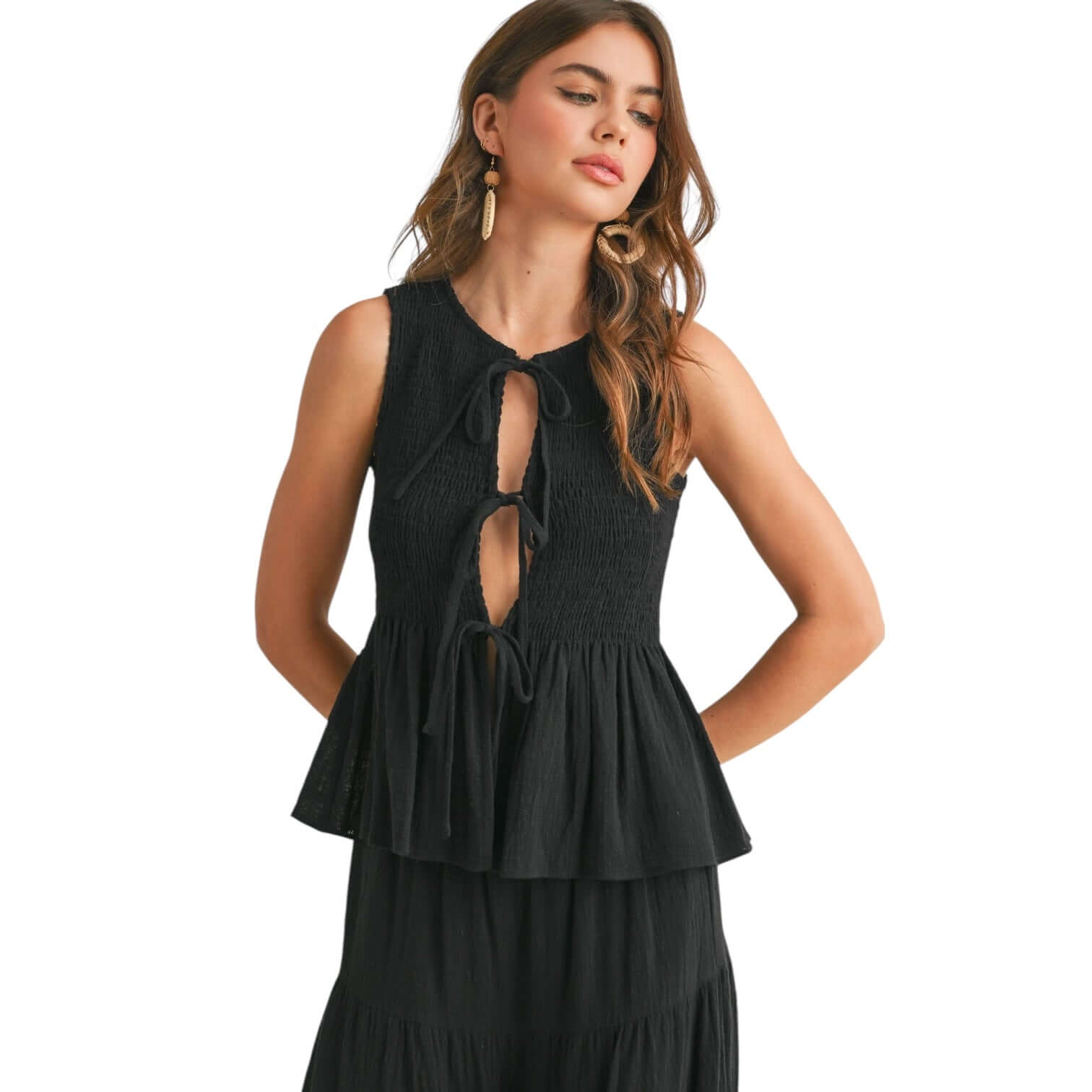 Noir Muse Gauze Peplum Pant Set – Alicia DiMichele Boutique