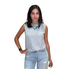 Crewneck Bubble Hem Tank - Heather Grey – Alicia DiMichele Boutique