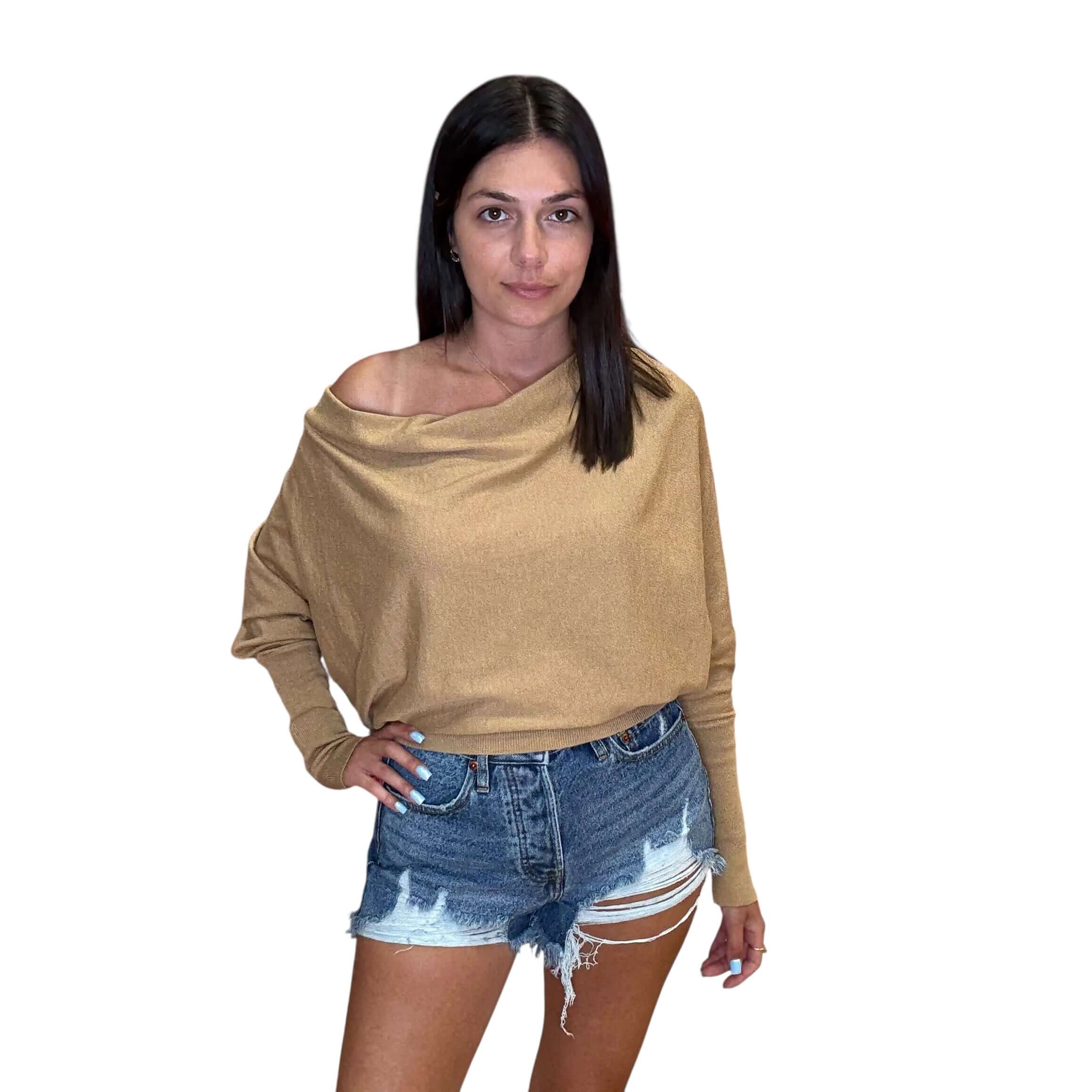 Dolman Knit Pullover – Camel – Alicia DiMichele Boutique