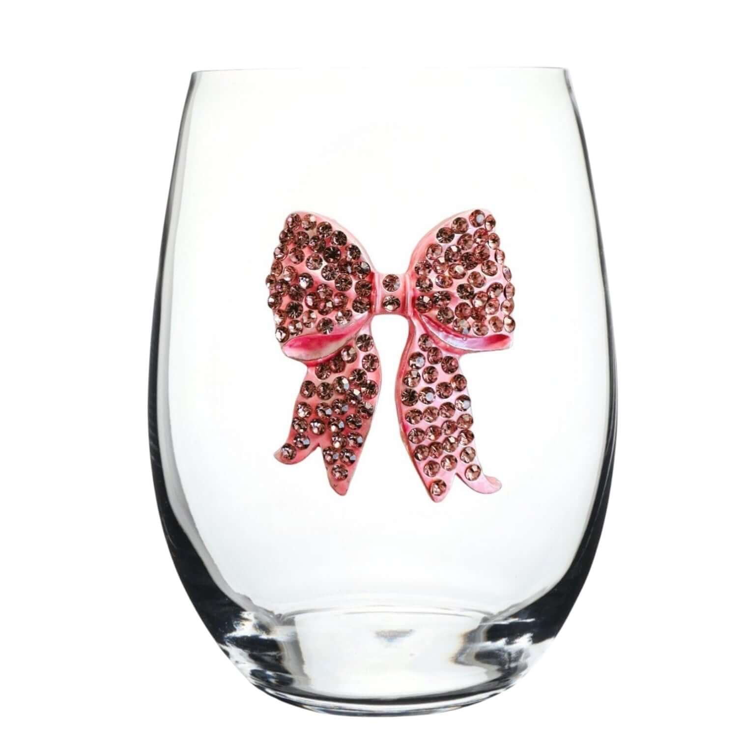 Pink Bow Stemless Wine Glass – Alicia DiMichele Boutique