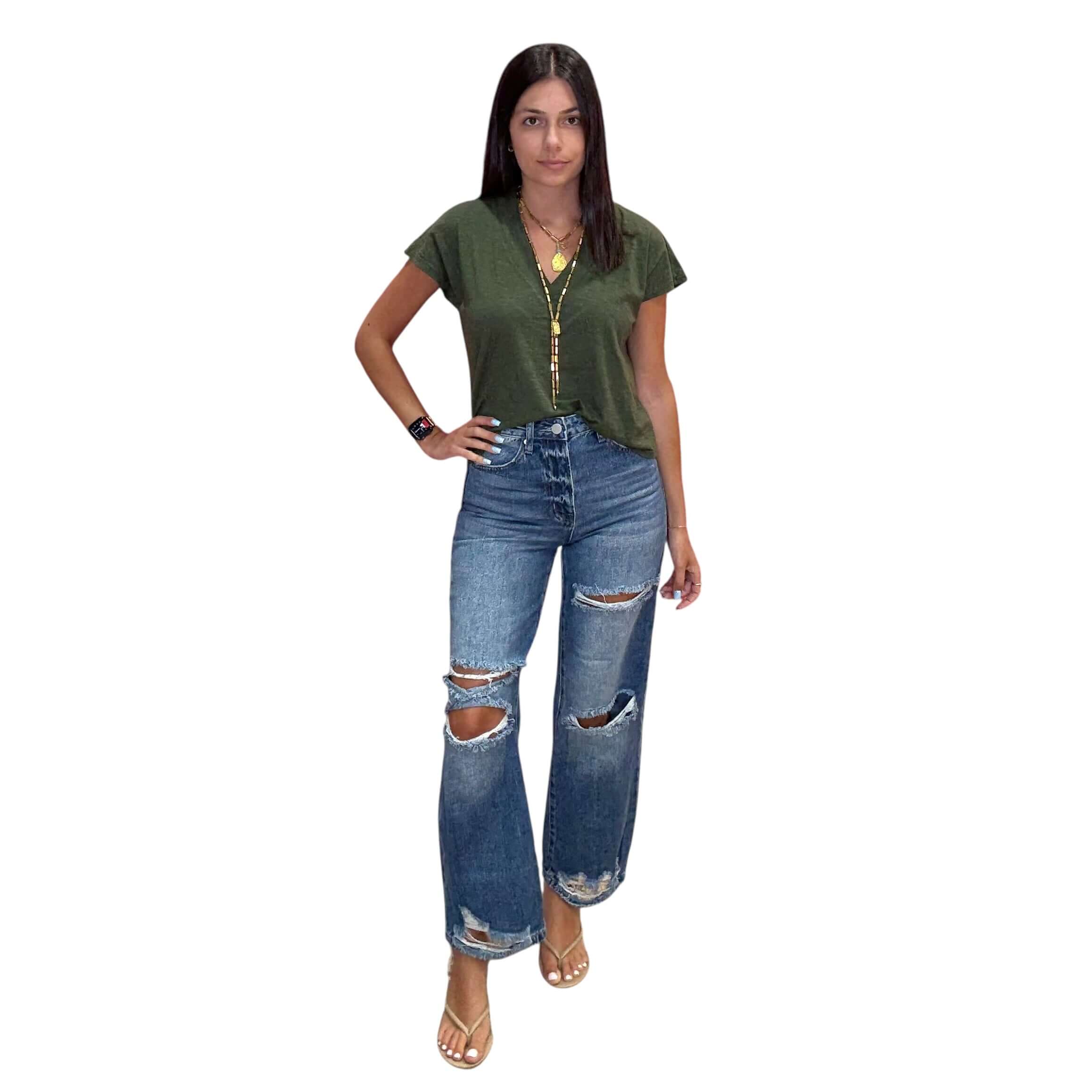 Dolman V Neck Tee - Hunter – Alicia DiMichele Boutique