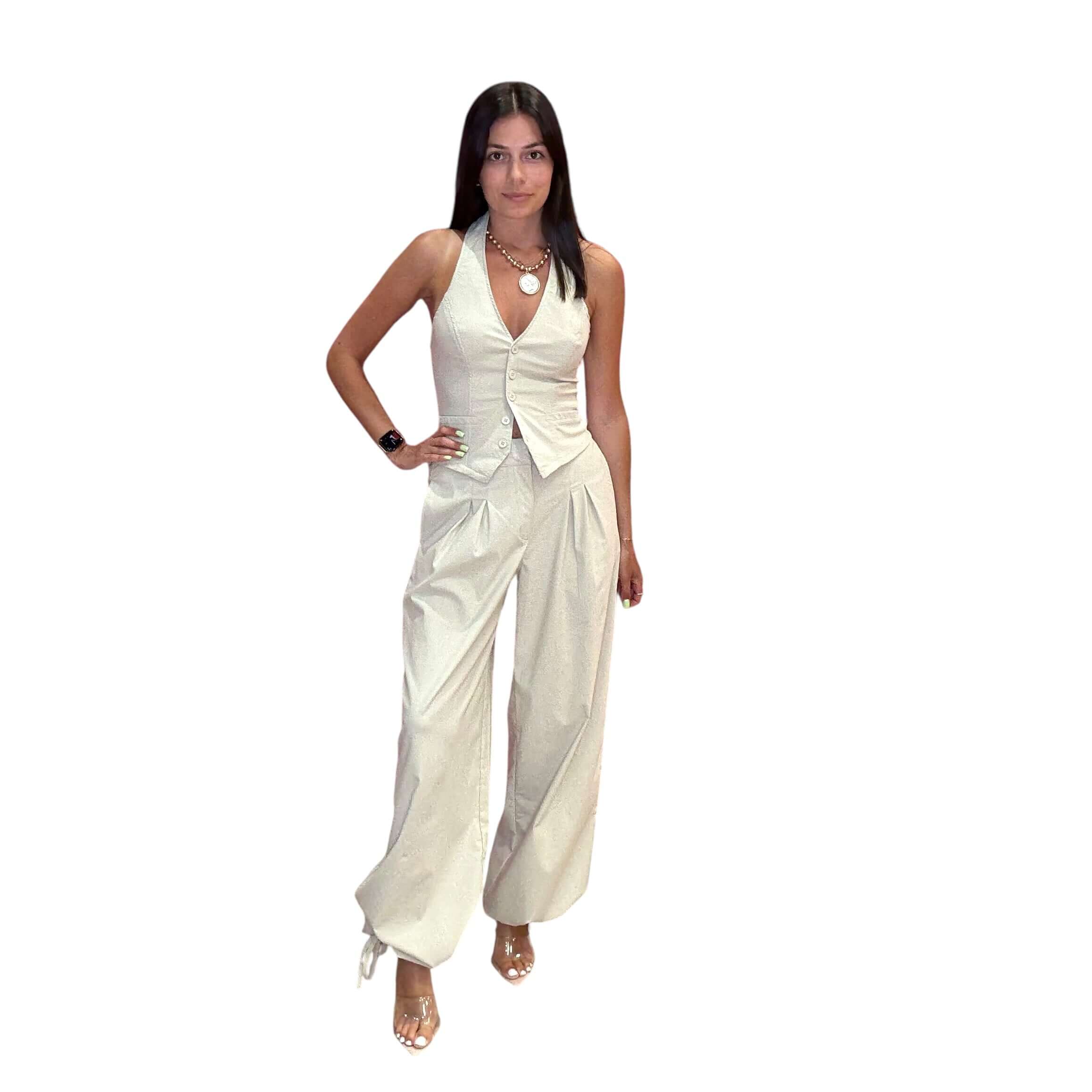 Power Move Halter Vest – Bone – Alicia DiMichele Boutique