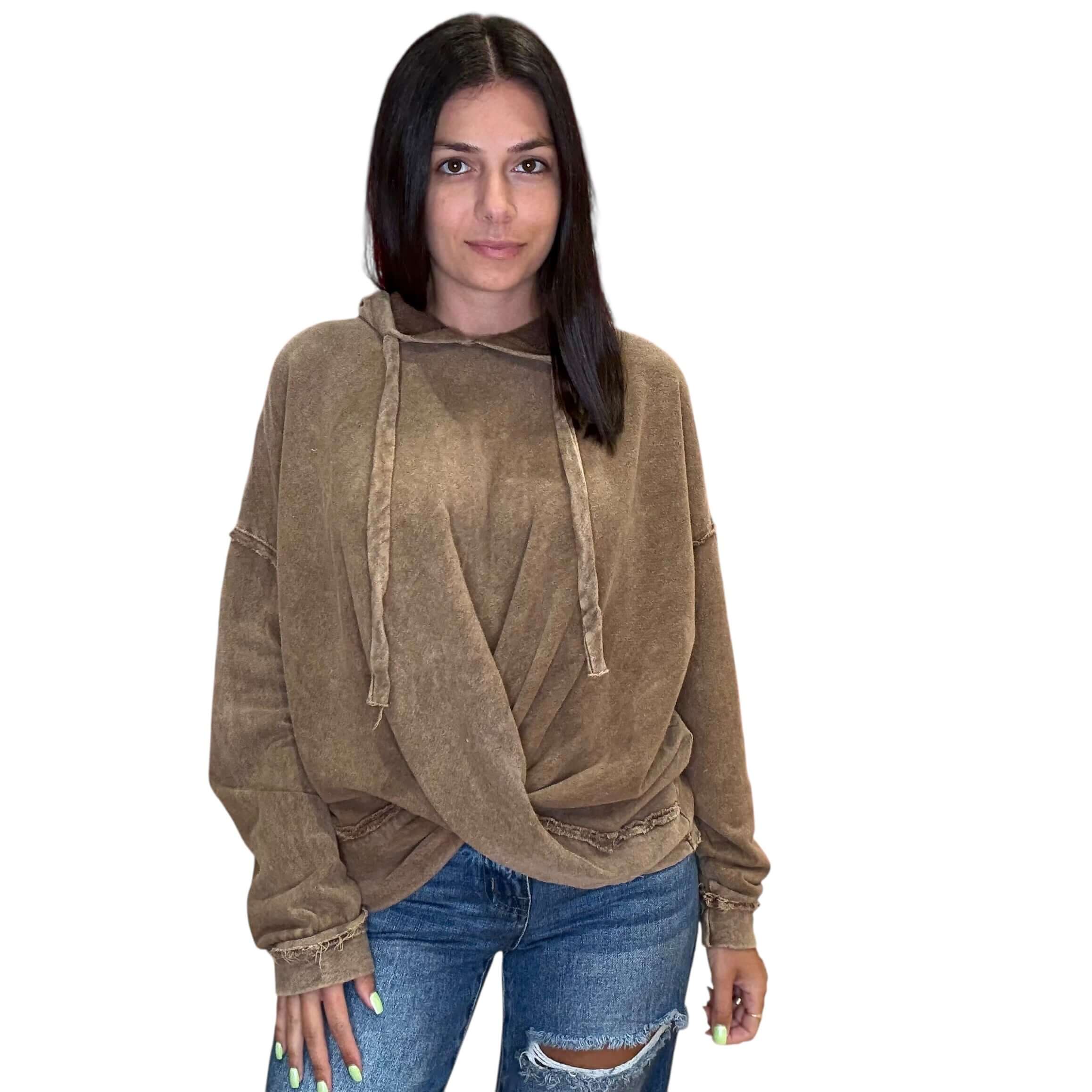 Twisted Hoodie – Chocolate – Alicia DiMichele Boutique