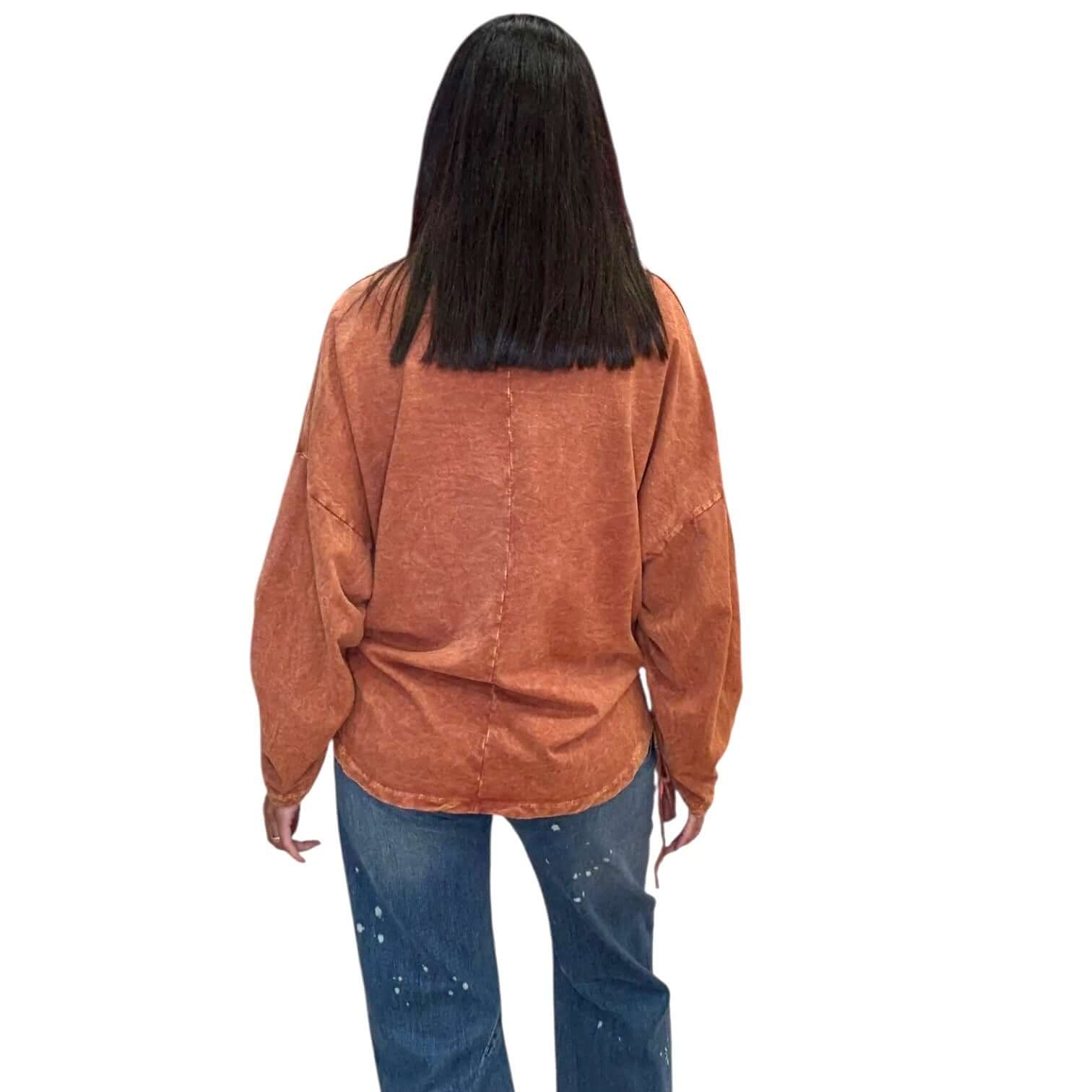 Burnt Orange Mineral Washed Pullover – Alicia DiMichele Boutique