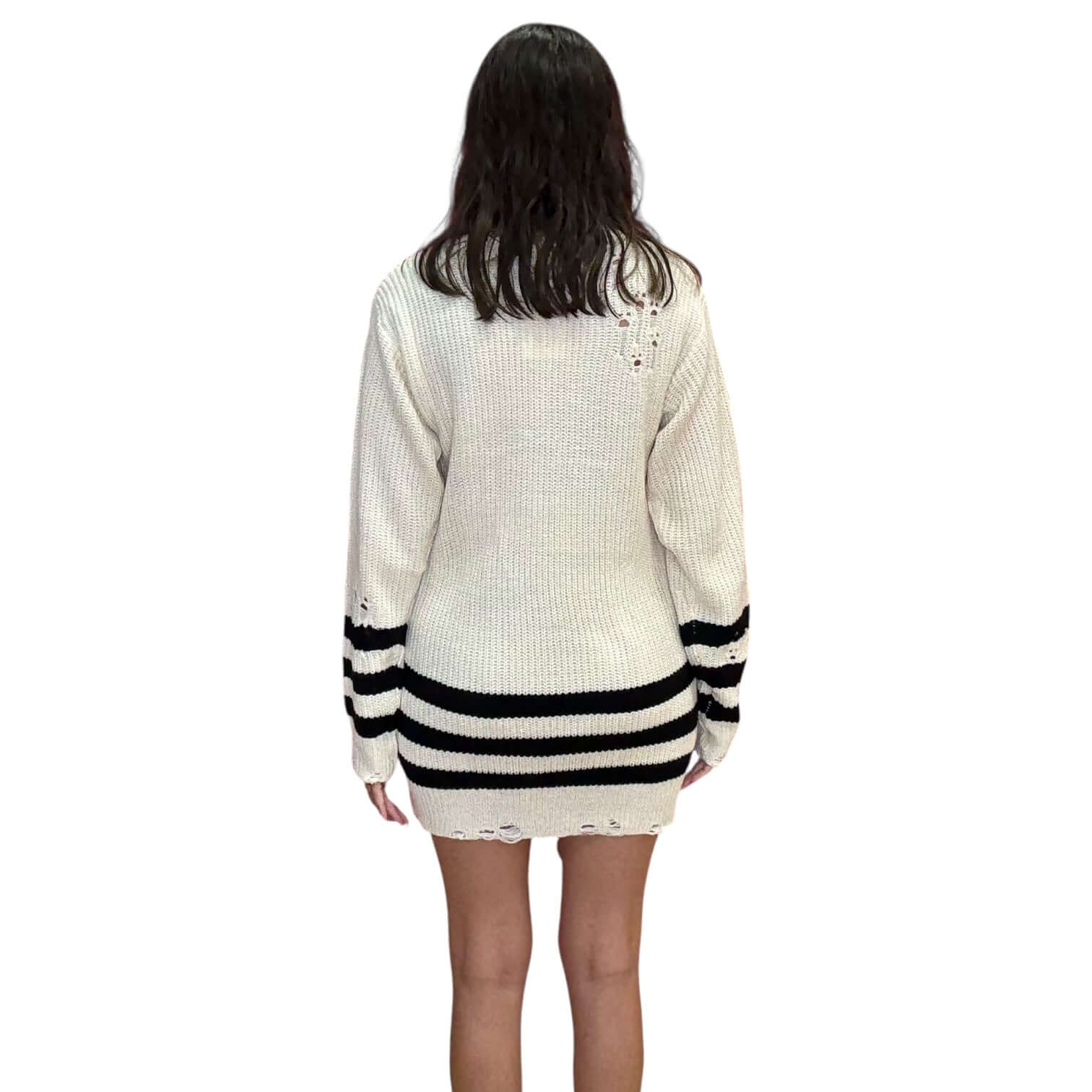 Stripe It Up Sweater Dress – Cream – Alicia DiMichele Boutique