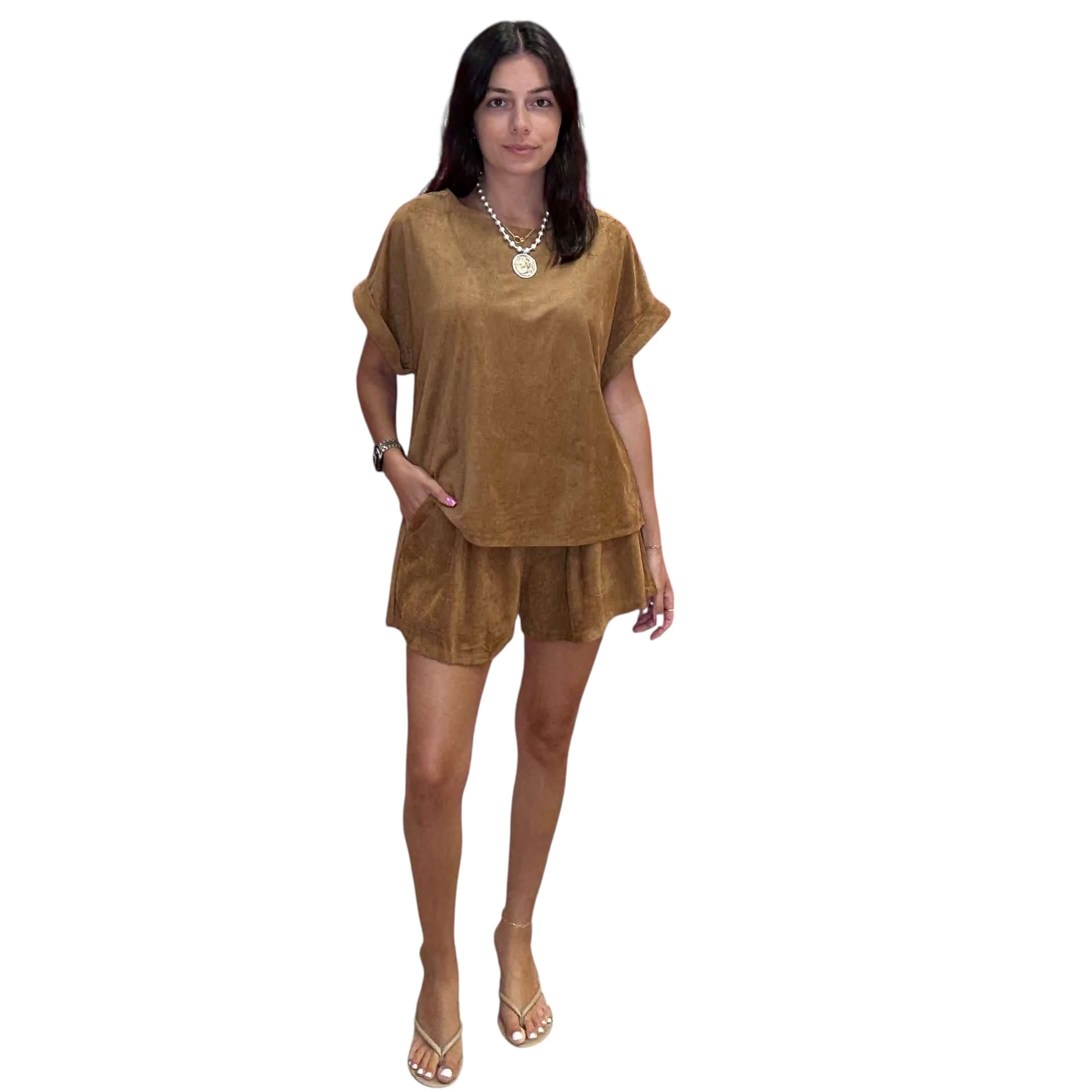 Luxe Suede Shorts Set - Camel – Alicia DiMichele Boutique