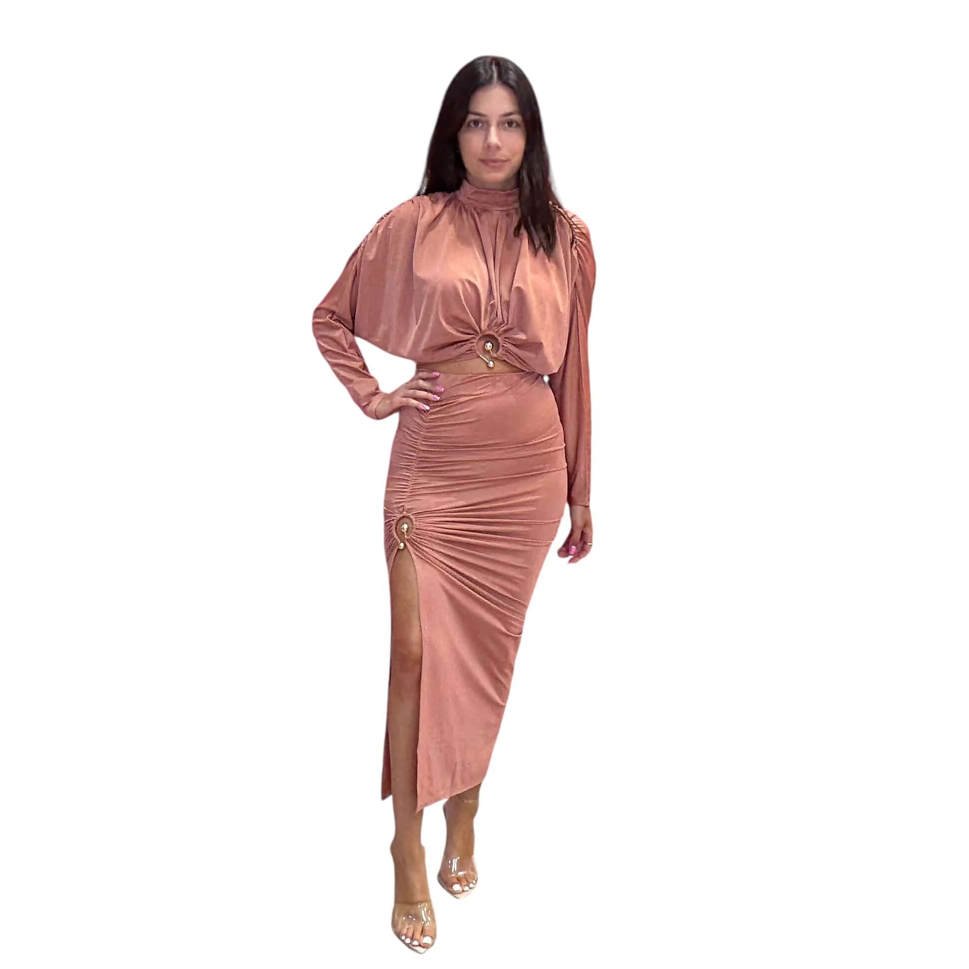 Terra Cotta Ruched Skirt Set – Alicia DiMichele Boutique