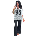 Sporty Chic Graphic Jersey Top – White – Alicia DiMichele Boutique