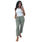 Italian Gauze Cotton Pants – Olive – Alicia DiMichele Boutique