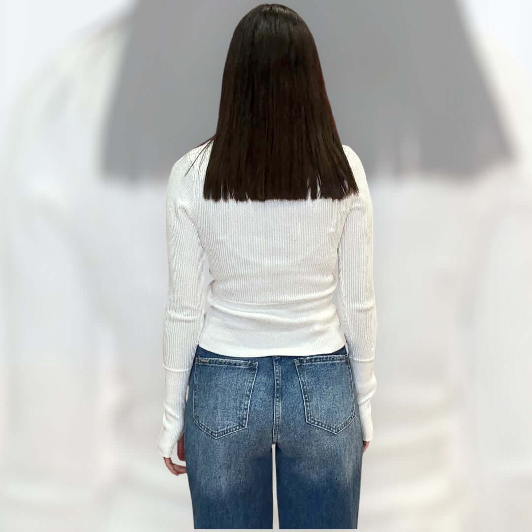 Off White Half-Zip Top – Alicia DiMichele Boutique