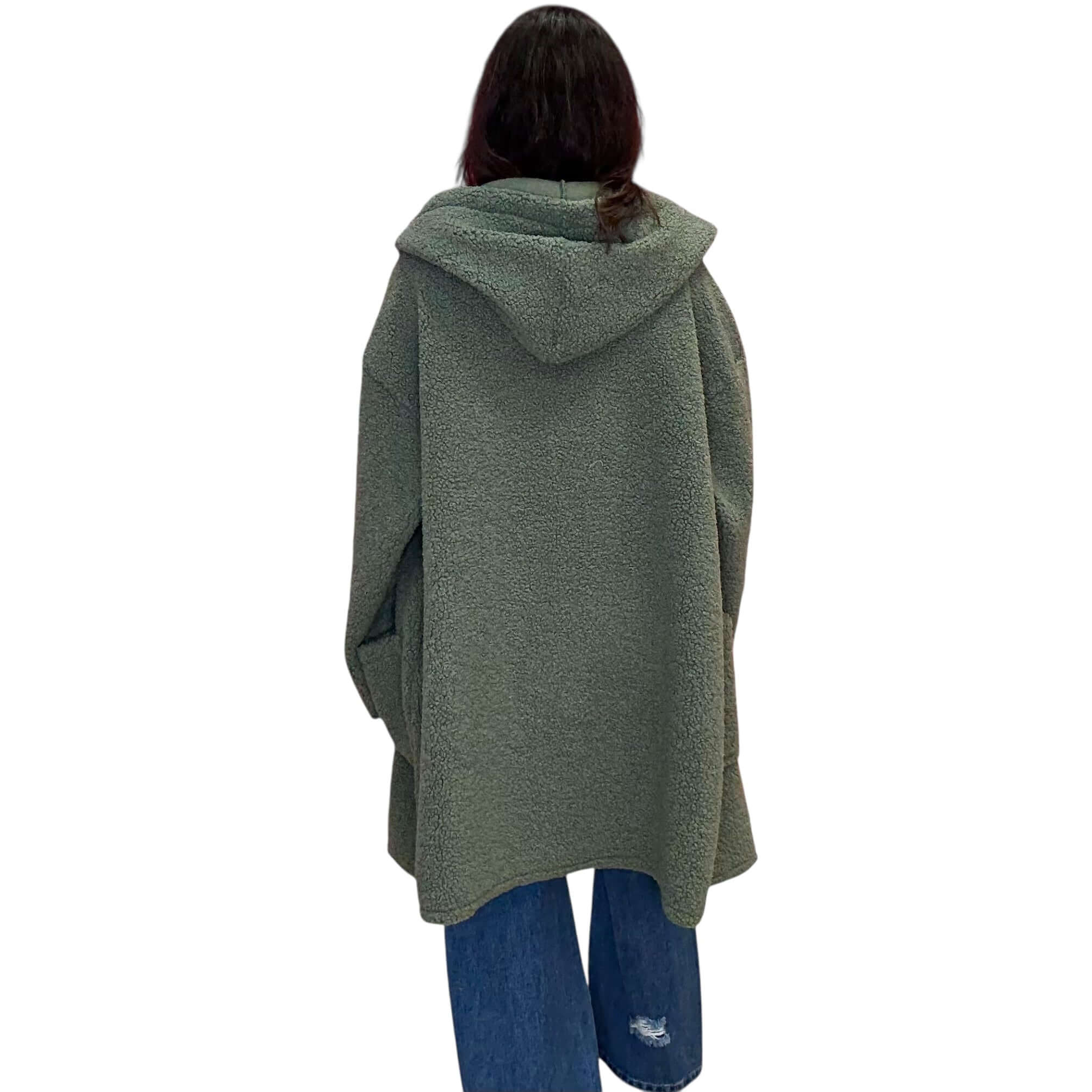 Italian Plush Teddy Long Coat - Olive – Alicia DiMichele Boutique