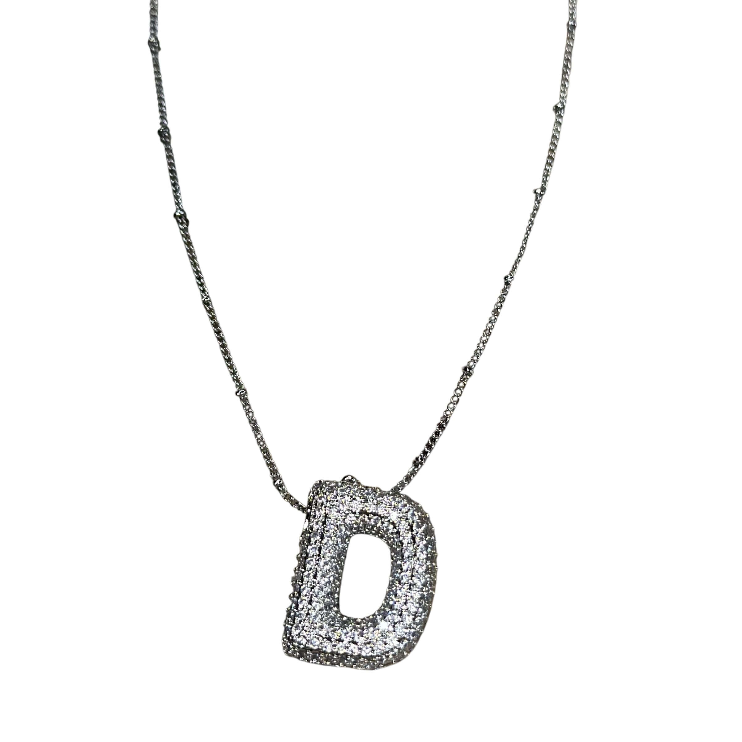 Silver Jeweled Bubble Initial Necklace – Alicia DiMichele Boutique
