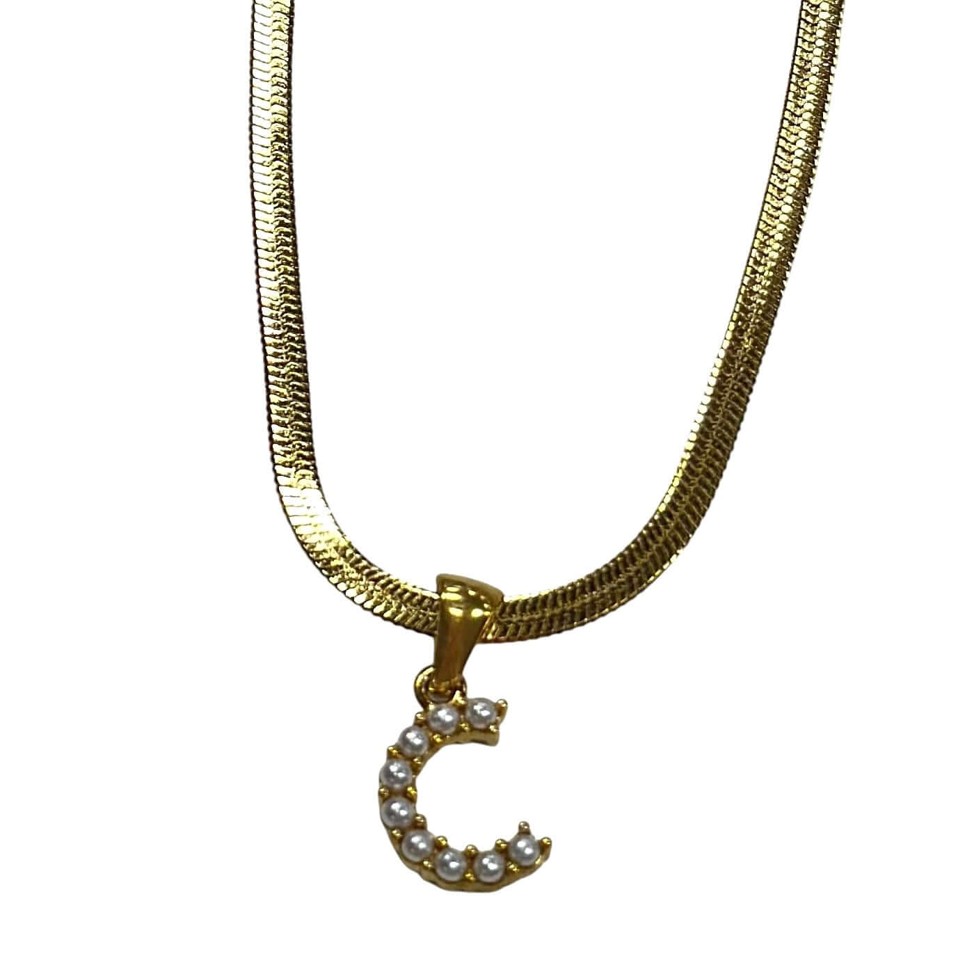 Pearl Letter Herringbone Necklace – Alicia DiMichele Boutique