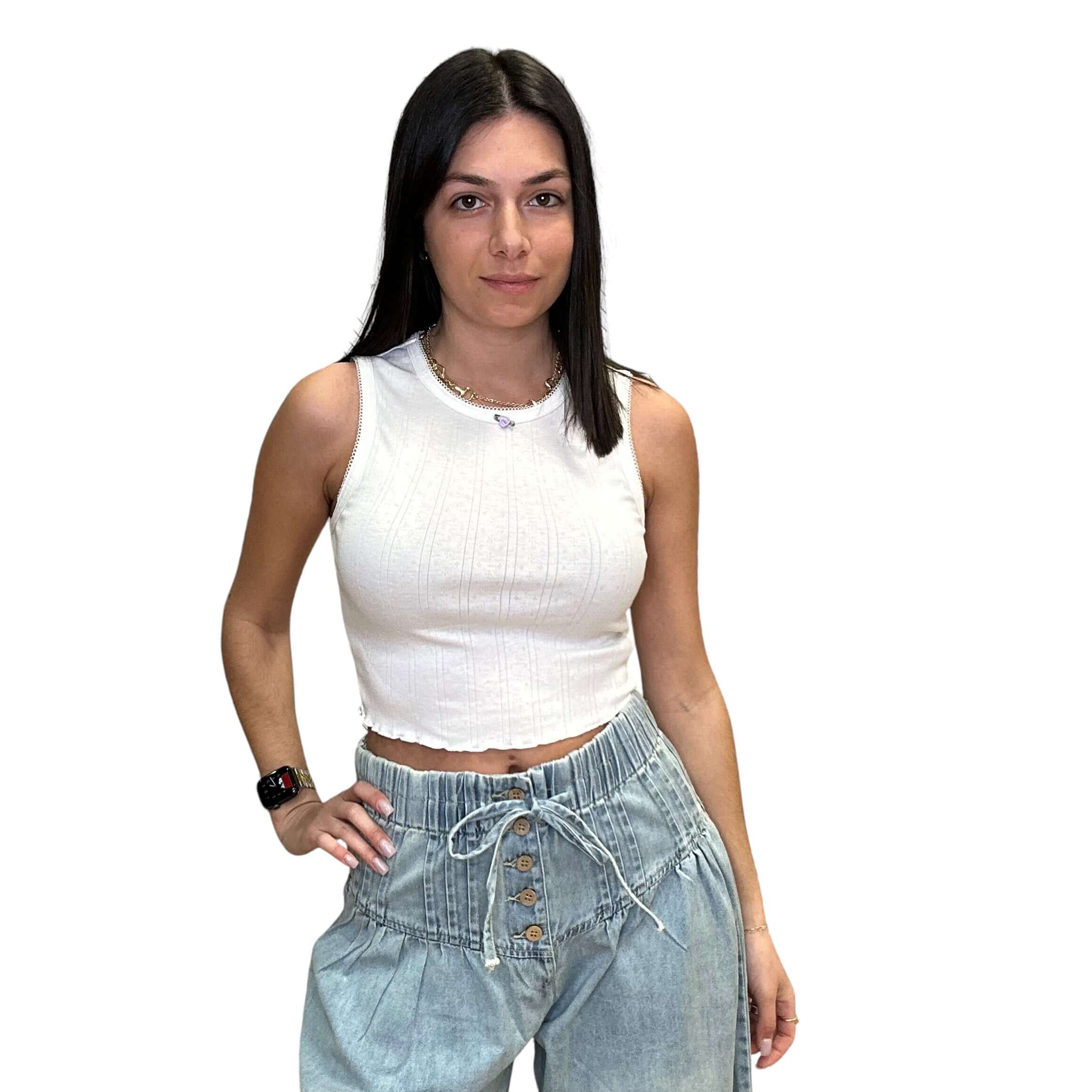 Lace Trim Pointelle Cropped Tank – Alicia DiMichele Boutique
