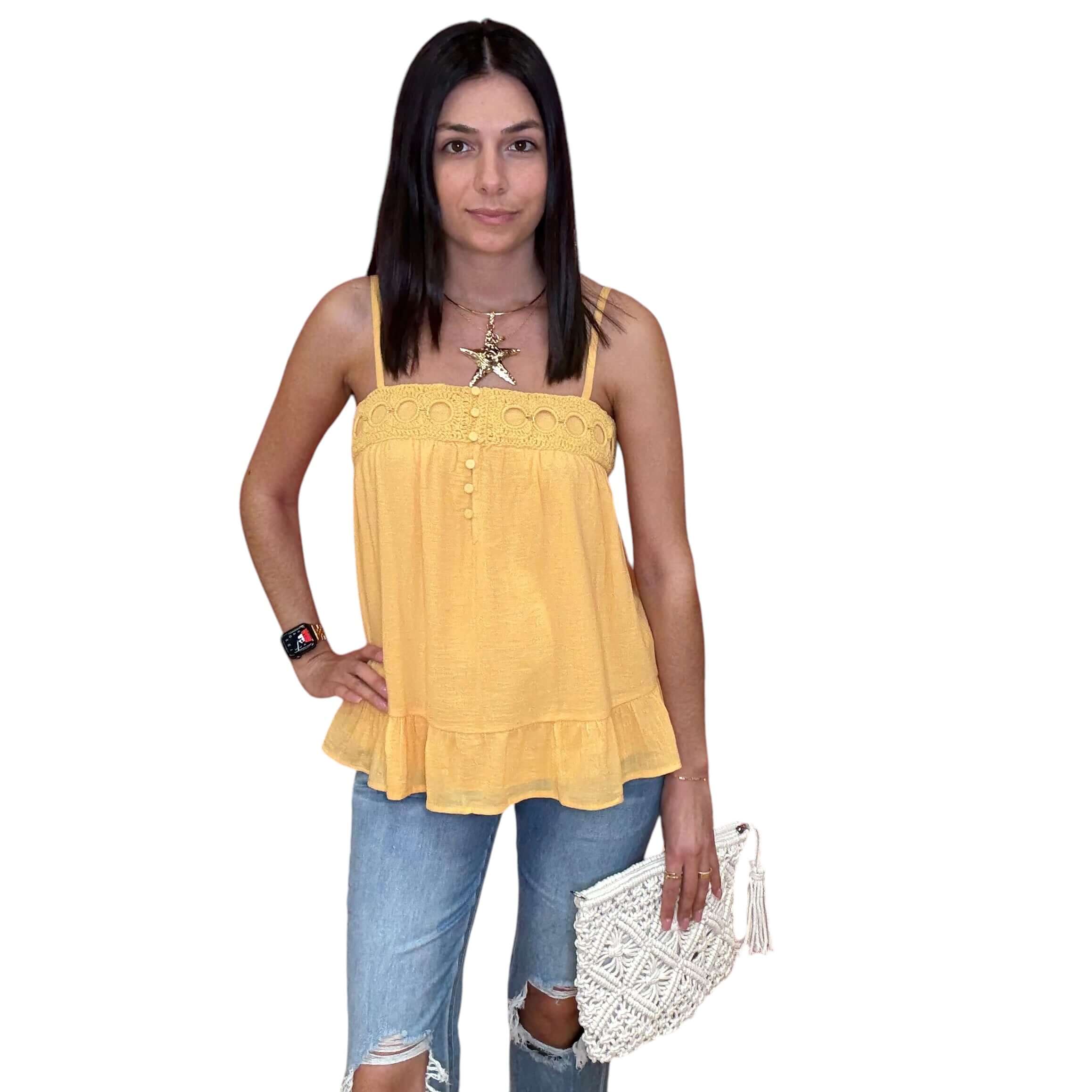 Flowy Crochet Trim Tank Top – Alicia DiMichele Boutique