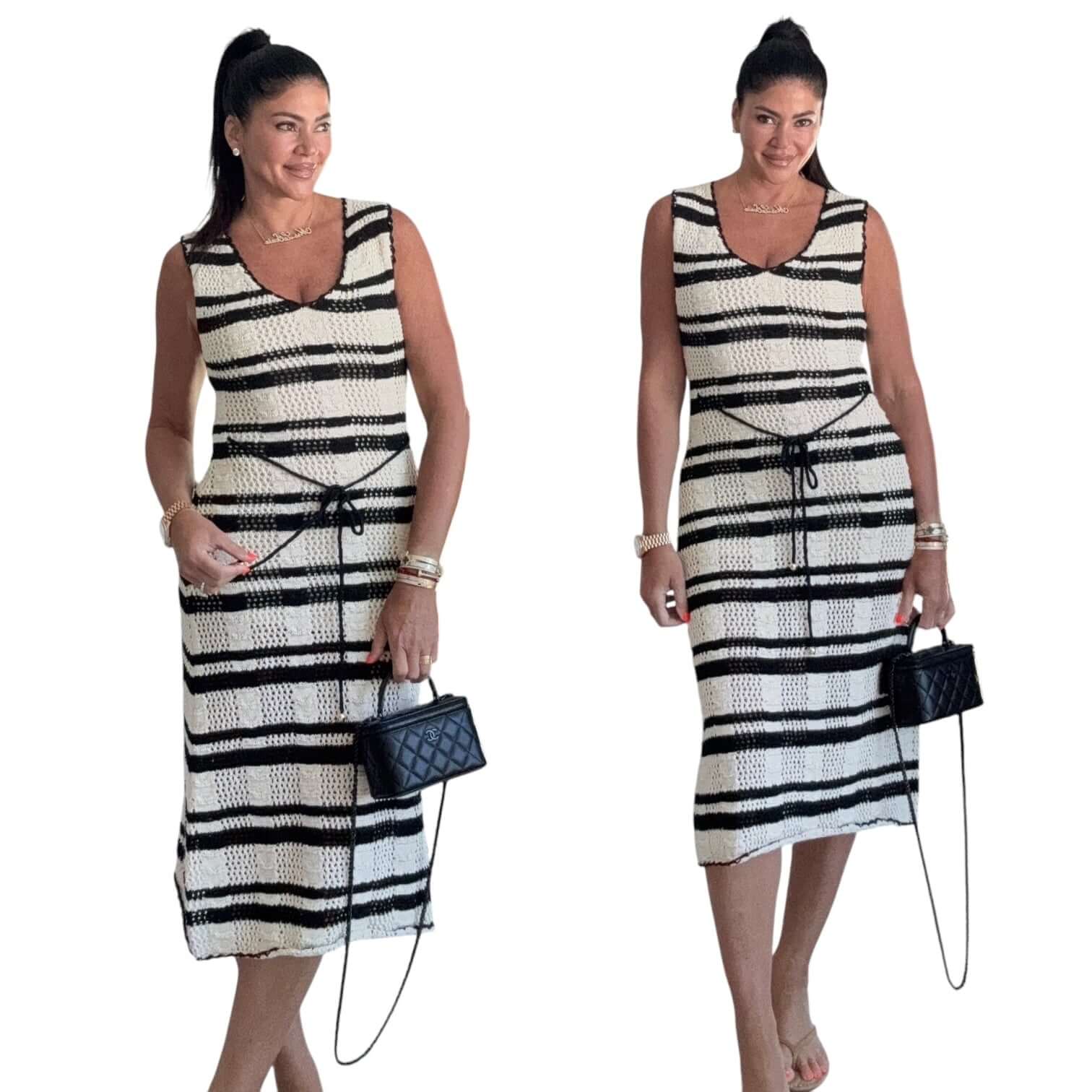 Crochet Knit Striped Midi Dress – Alicia DiMichele Boutique