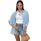 The Edit Stripe Shirt – Blue – Alicia DiMichele Boutique