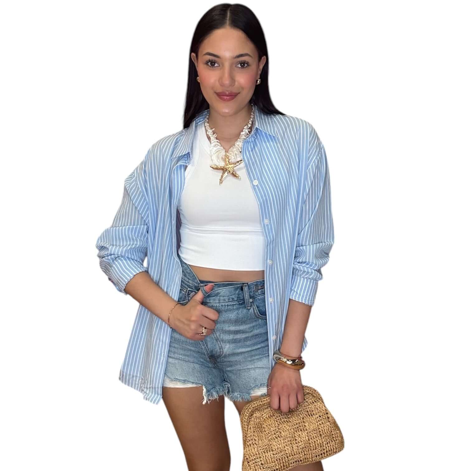 The Edit Stripe Shirt – Blue – Alicia DiMichele Boutique