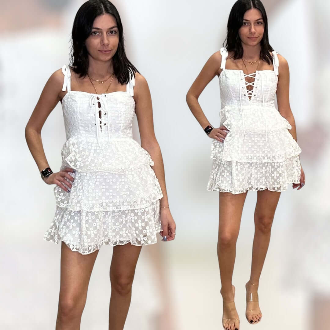 Ivory Eyelet Mini Dress – Alicia DiMichele Boutique