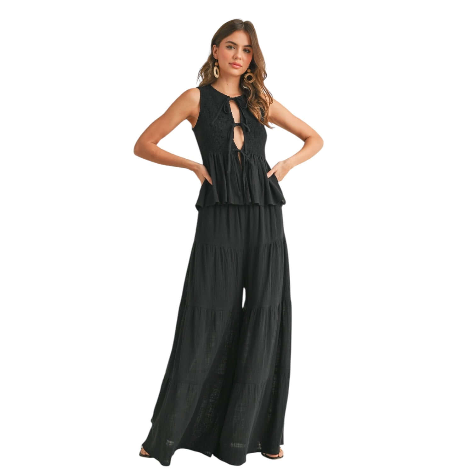 Noir Muse Gauze Peplum Pant Set – Alicia DiMichele Boutique