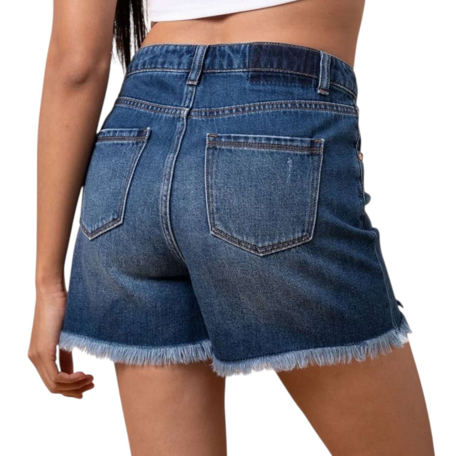 Crossover Dark Wash Denim Shorts – Alicia DiMichele Boutique