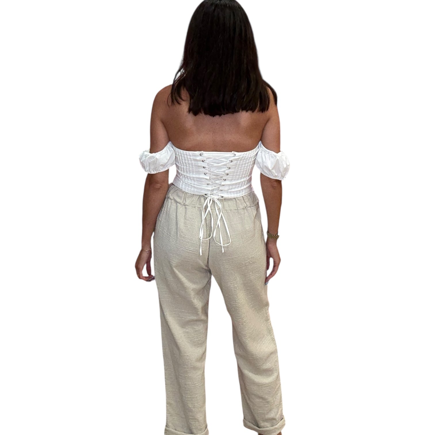 Italian Gauze Cotton Pants – Beige – Alicia DiMichele Boutique