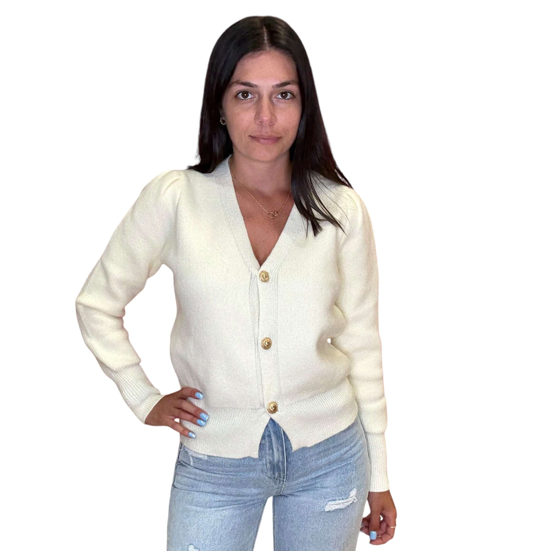 Cream Chill Button Cardigan – Alicia DiMichele Boutique
