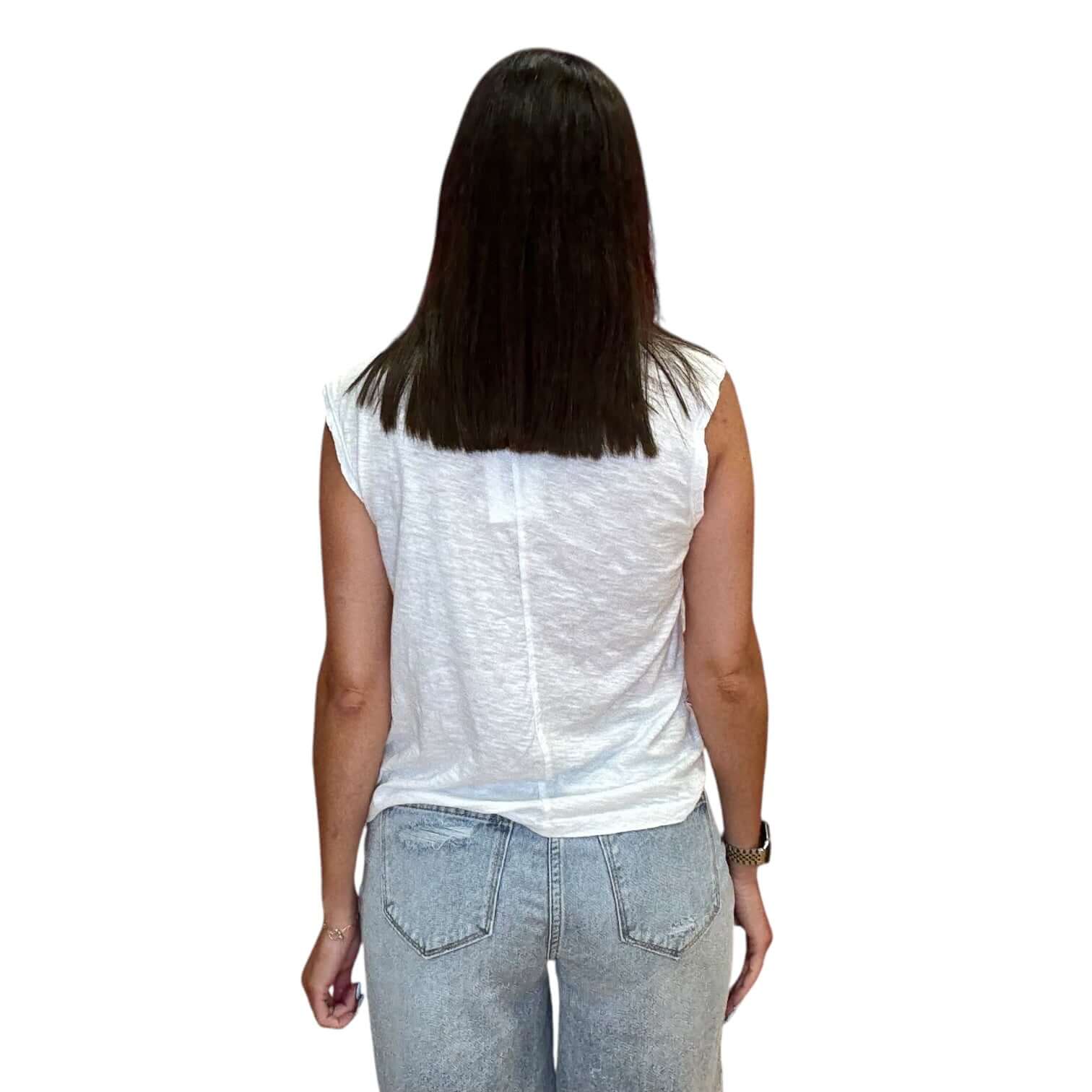 Shirred Mock Neck Tank - White – Alicia DiMichele Boutique