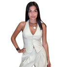 Power Move Halter Vest – Bone – Alicia DiMichele Boutique