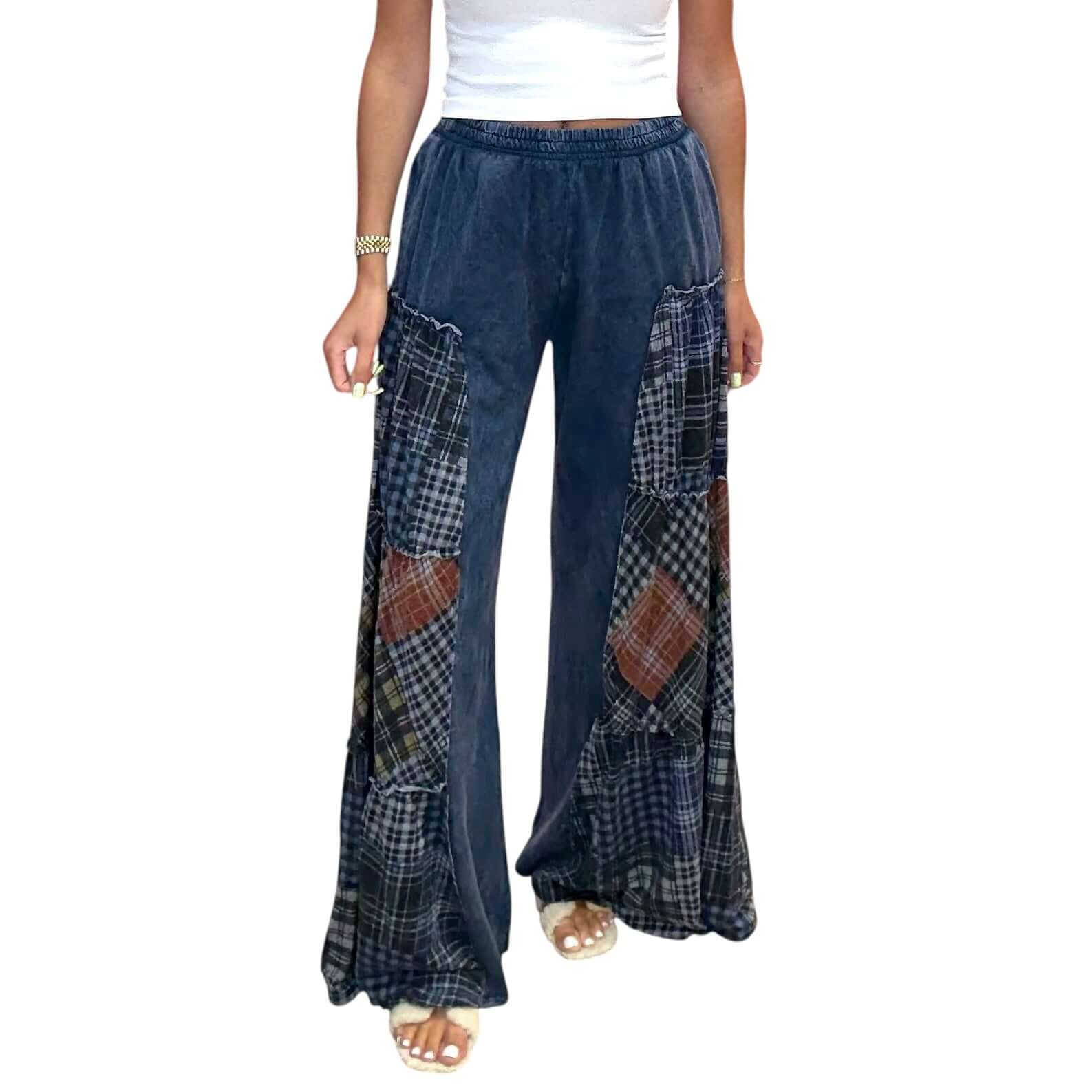 Navy Plaid Parade Flare Pants – Alicia DiMichele Boutique