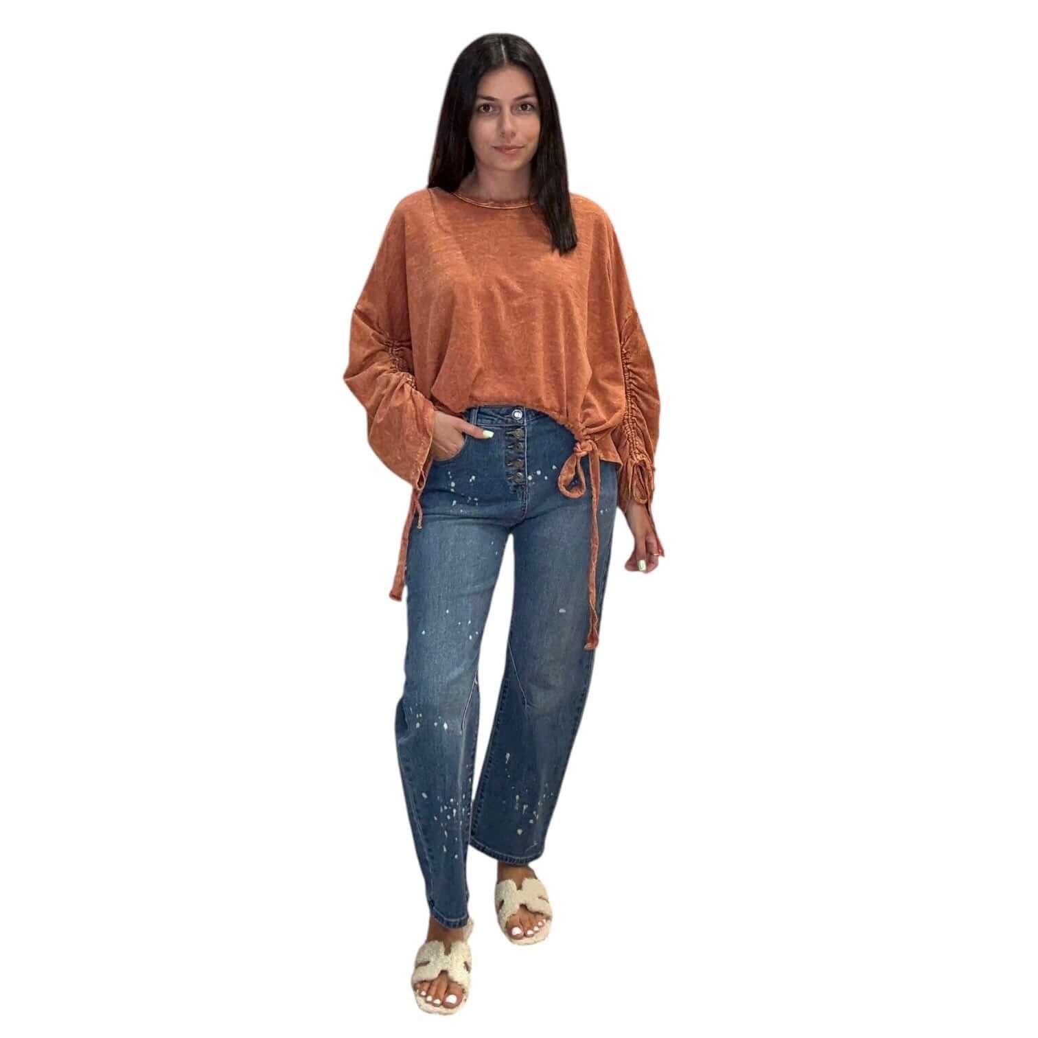 Burnt Orange Mineral Washed Pullover – Alicia DiMichele Boutique