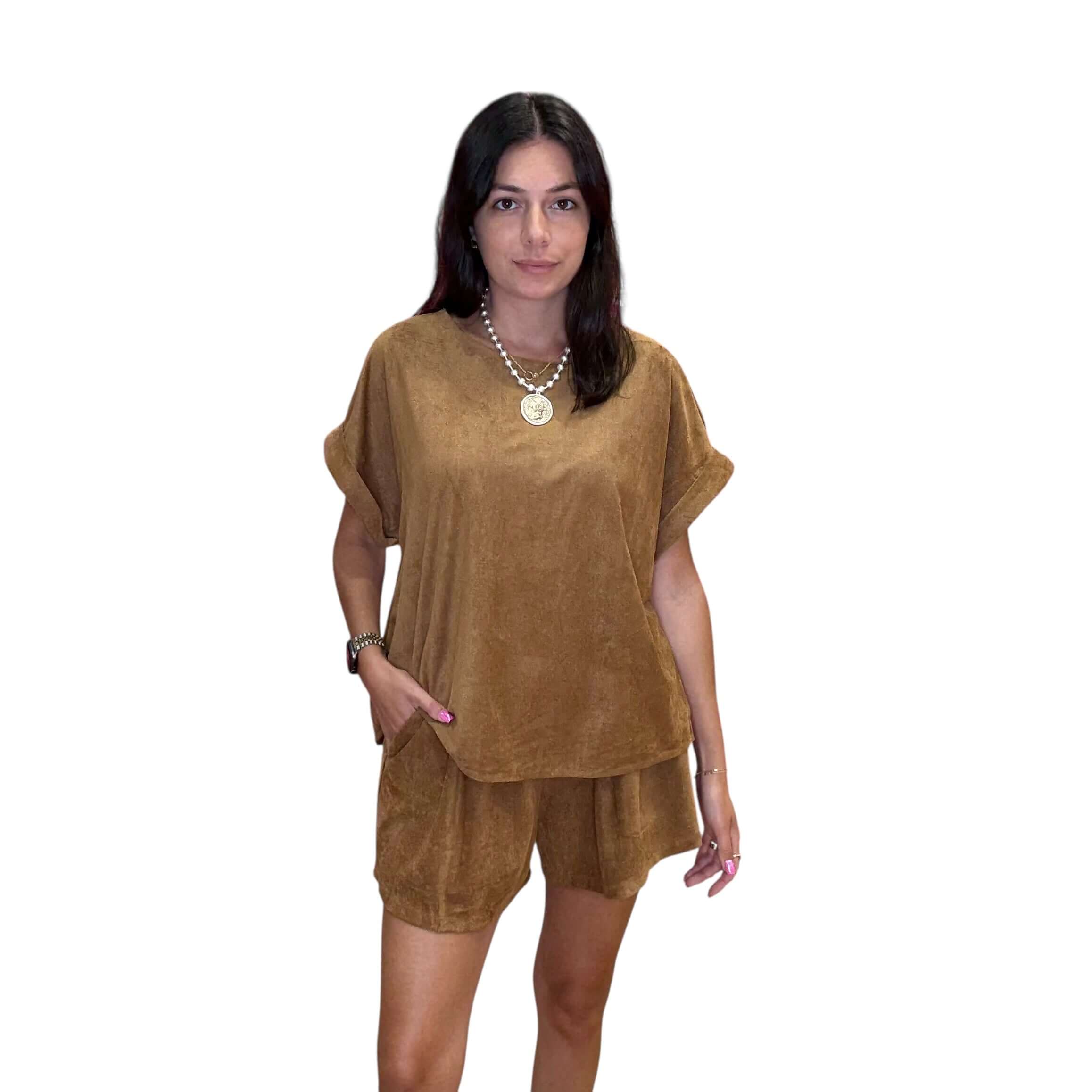 Luxe Suede Shorts Set - Camel – Alicia DiMichele Boutique