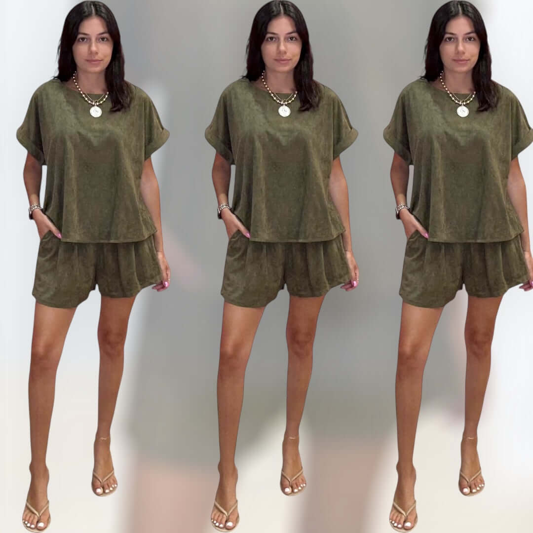 Luxe Suede Shorts Set - Olive – Alicia DiMichele Boutique