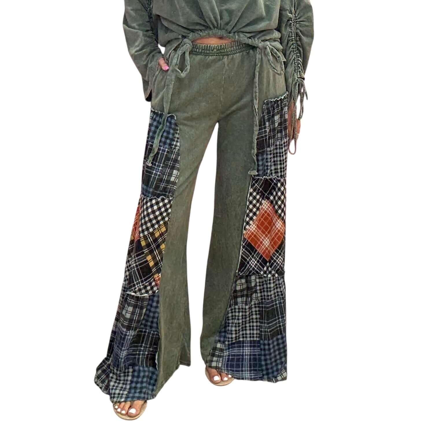 Olive Wanderer Plaid Flare Pants – Alicia DiMichele Boutique
