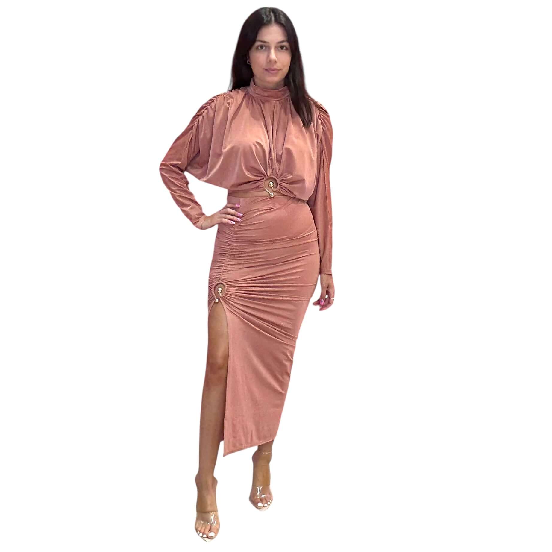 Terra Cotta Ruched Skirt Set – Alicia DiMichele Boutique