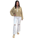 Textured Knit Half-Zip Sweater – Sand – Alicia DiMichele Boutique