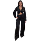 Satin V-Neck Cropped Blouse – Alicia DiMichele Boutique