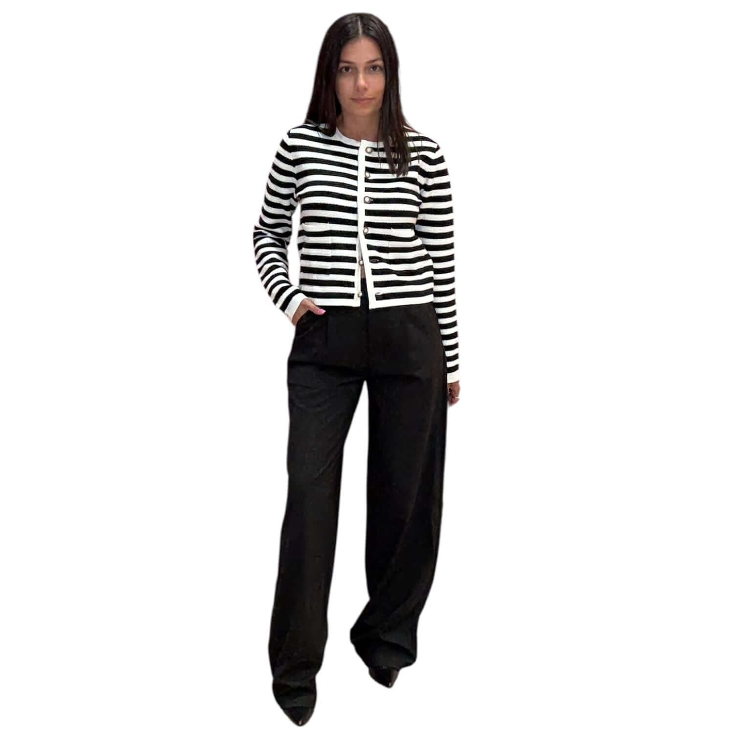 Pearl Embellished Striped Cardigan – Alicia DiMichele Boutique