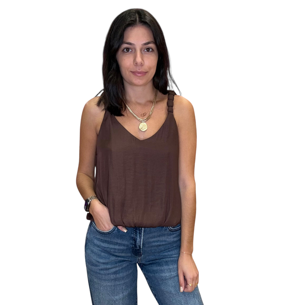 Billowy Strap Accent Tank Top