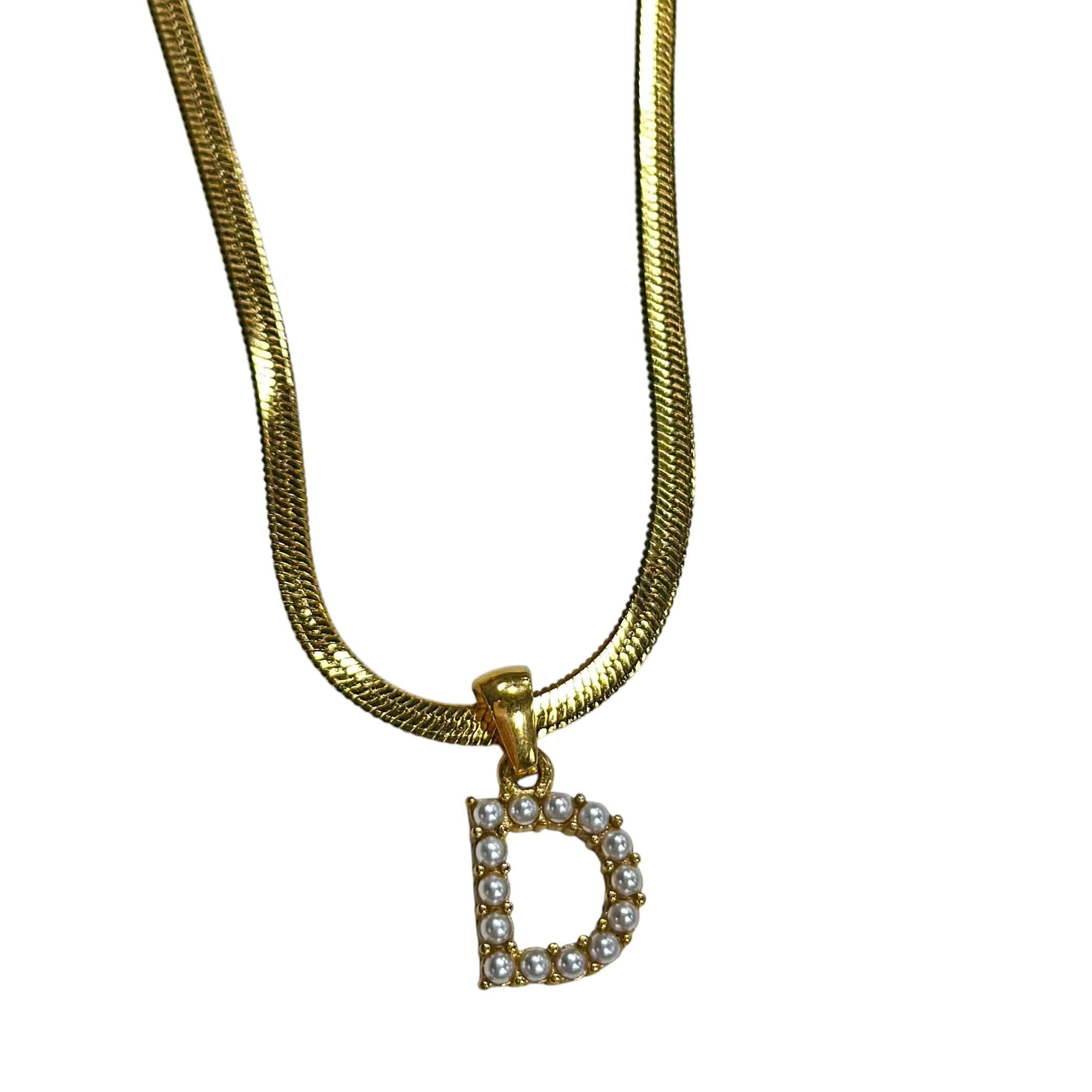 Pearl Letter Herringbone Necklace – Alicia DiMichele Boutique