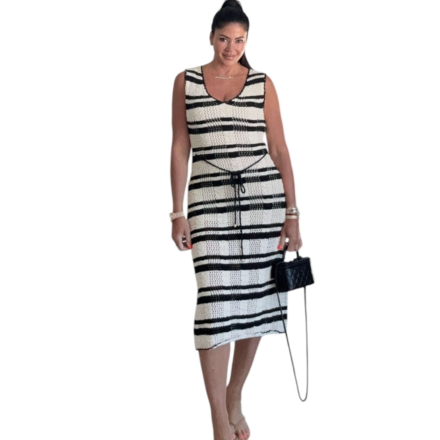 Crochet Knit Striped Midi Dress – Alicia DiMichele Boutique