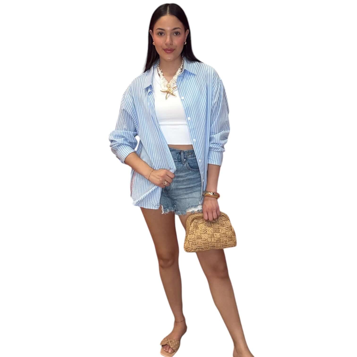 The Edit Stripe Shirt – Blue – Alicia DiMichele Boutique